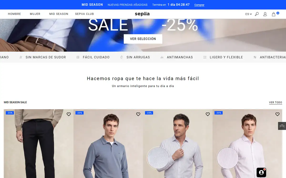 Homepage of Sepiia's online store