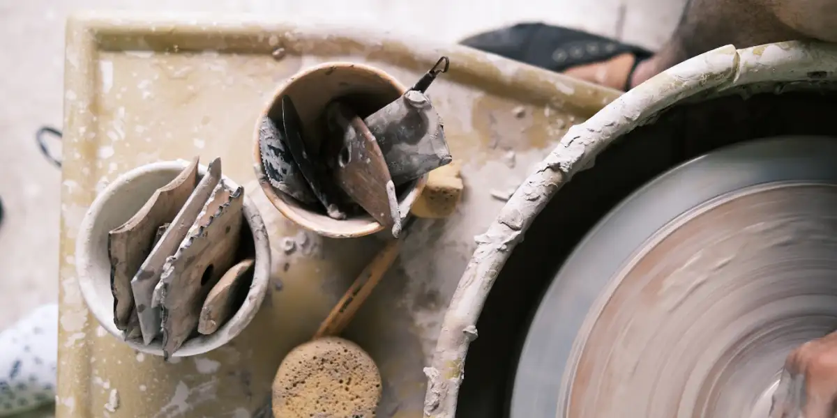 Ceramics workshop with a potter's wheel